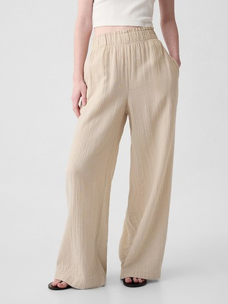 Mid Rise Crinkle Gauze Wide-Leg Pants | Gap (US)