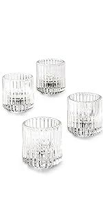 Serene Spaces Living Set of 4 Clear Ribbed Glass Votive Holders, Perfect for Weddings and Home D... | Amazon (US)