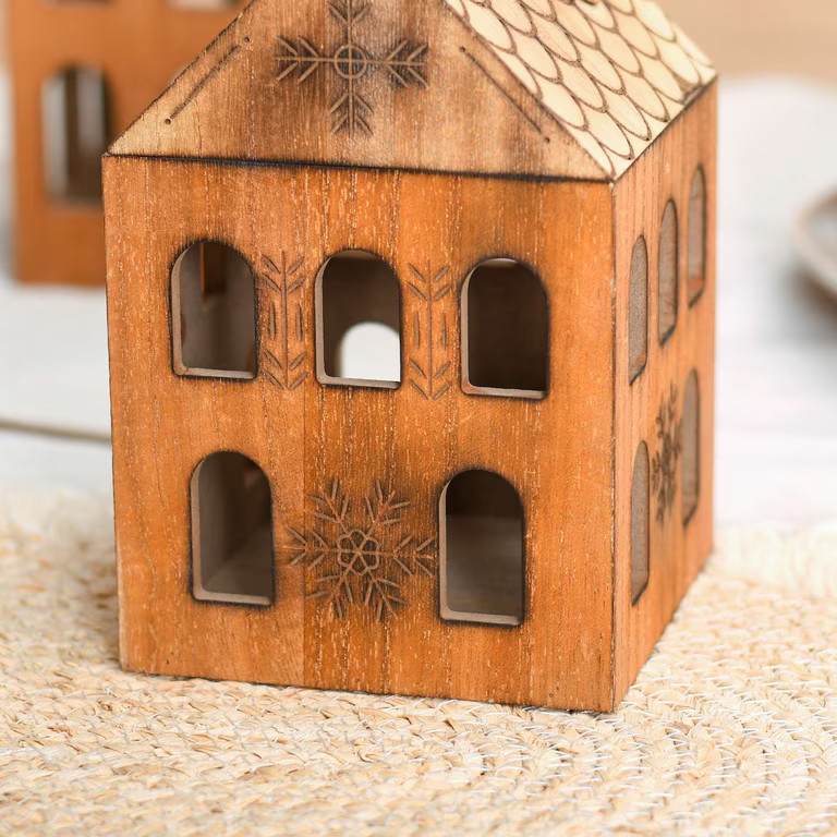 Small Wood House Christmas Decoration, Brown, 6.8", by Holiday Time | Walmart (US)