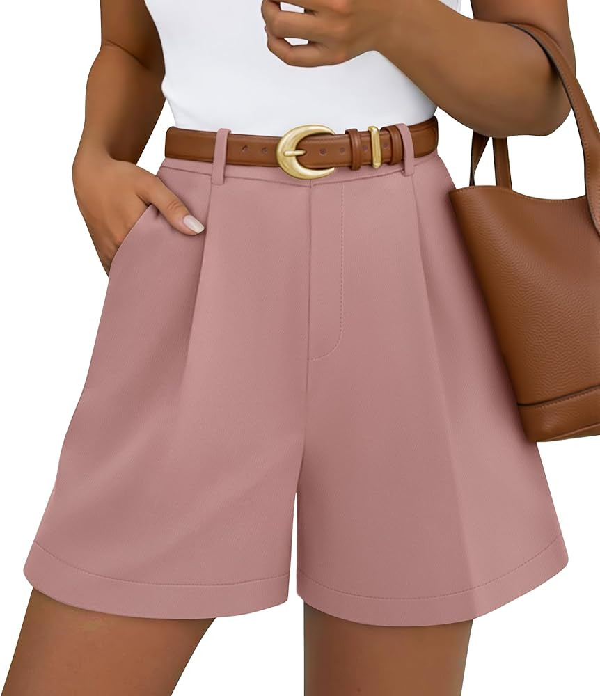 ZESICA Shorts for Women Dressy 2026 Summer Pleated Wide Leg Elastic High Waisted Business Casual ... | Amazon (US)