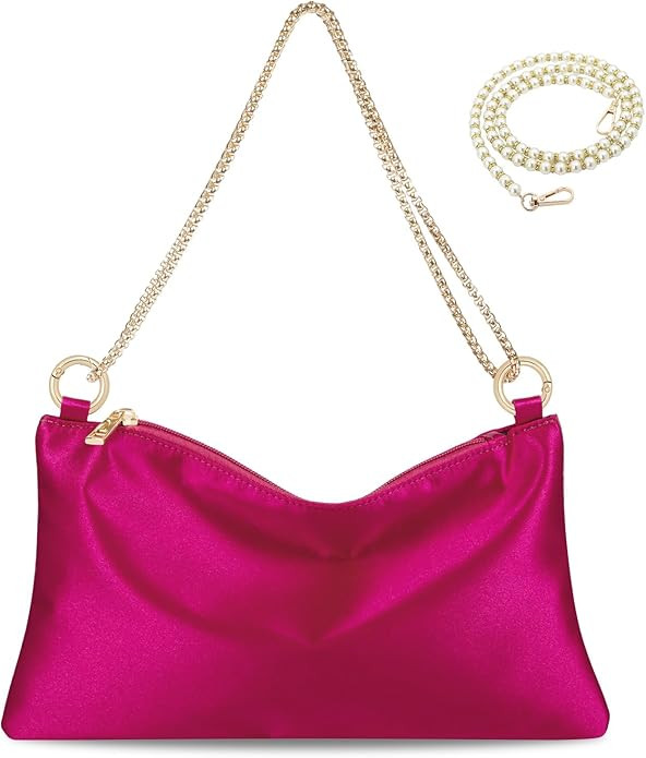 Women Satin Evening Handbag Wedding Prom Clutch Purse Formal Cocktail Party Clutches Shoulder Bag... | Amazon (US)