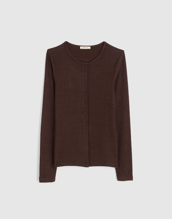 Textural Cutaway Crewneck Cardigan | Madewell | Madewell