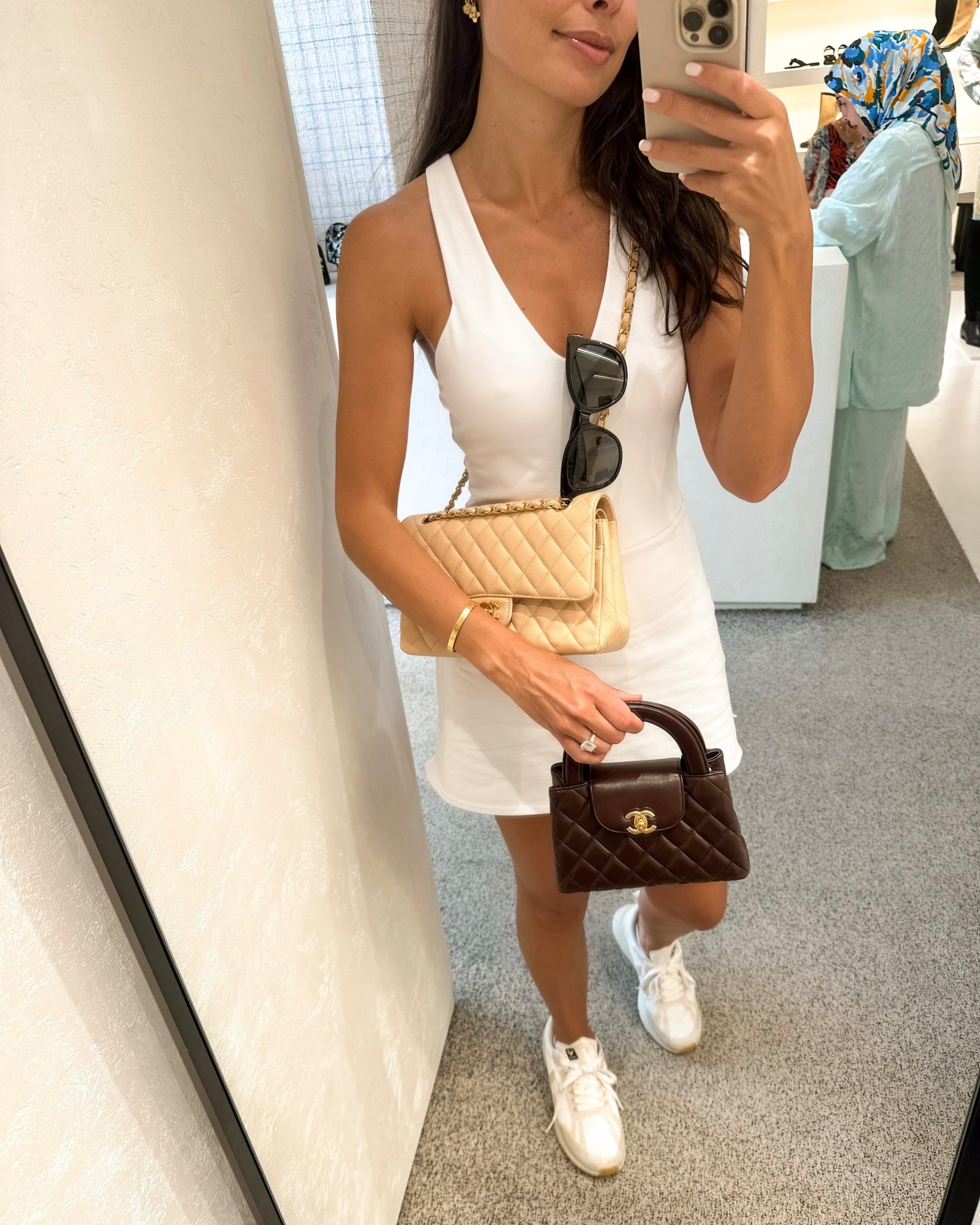 Alo Yoga tennis dress sold out similar below. Tennis outfit, shopping in Capri, Chanel bags, white sneakers. 

#LTKSeasonal #LTKActive #LTKShoeCrush