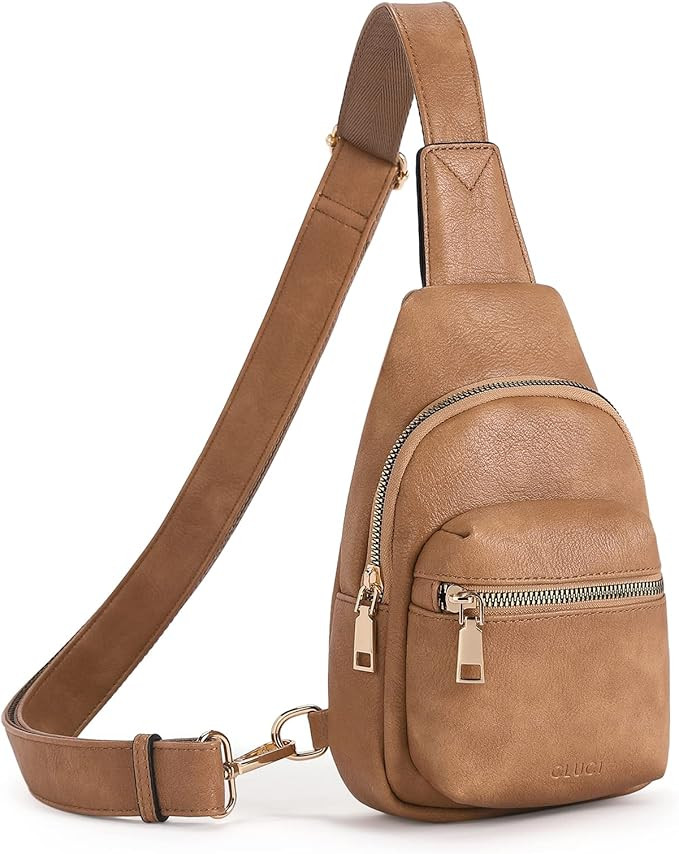 CLUCI Small Sling Bag for Women, Leather Crossbody Fanny Packs Trendy, Women's Chest Bag | Amazon (US)