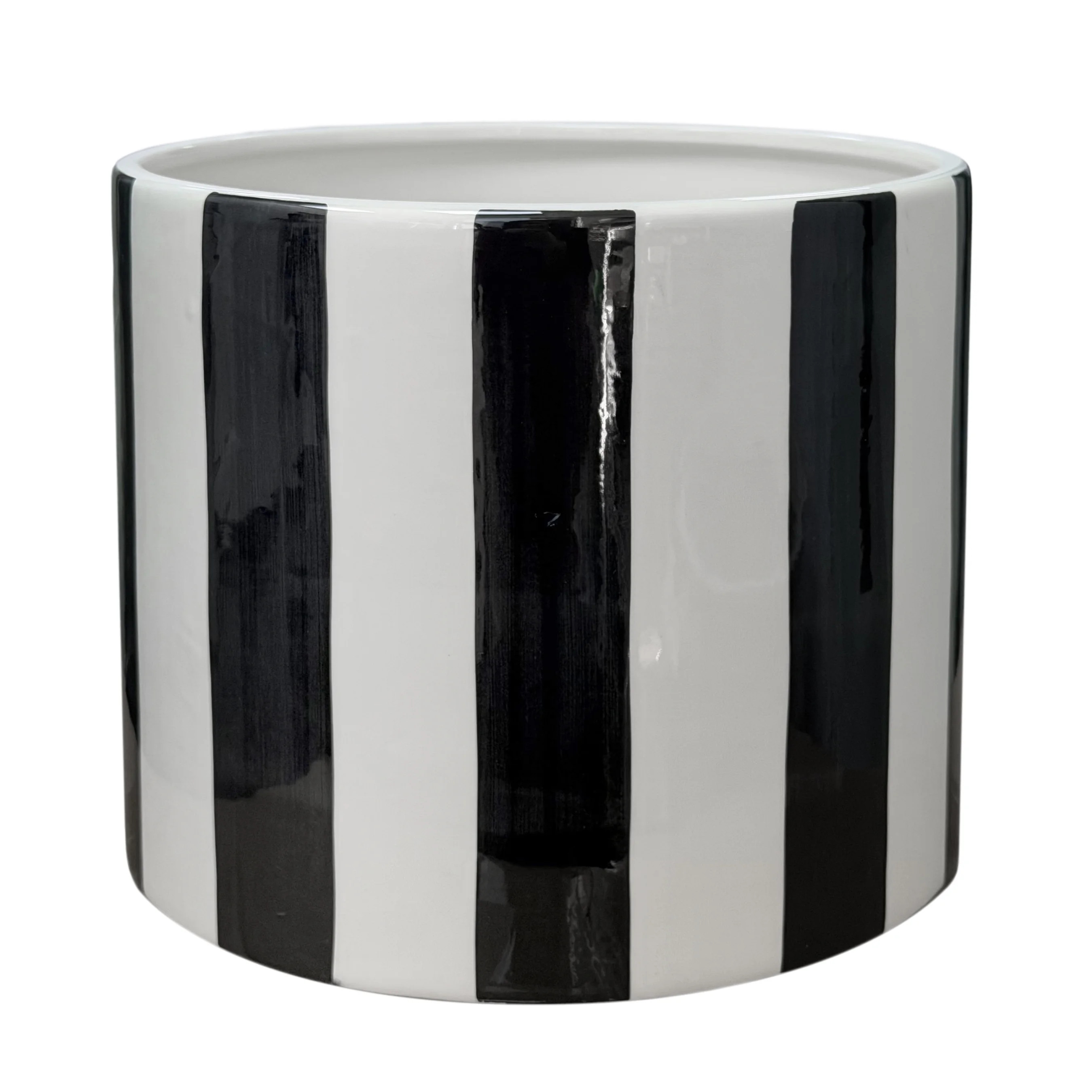 Mainstays Andrew 10" x 10" x 8.75" Round Rich Black and Arctic White Ceramic Planter | Walmart (US)