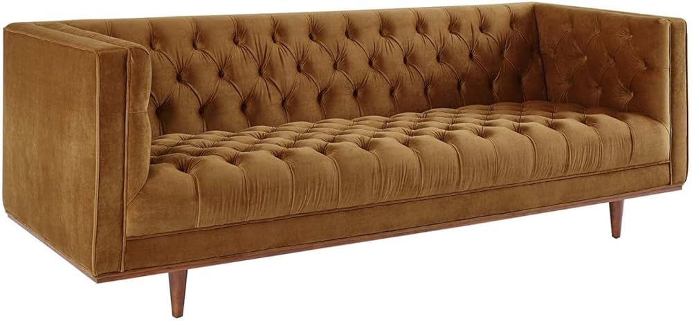Modway Elation Tufted Performance Velvet Sofa, Cognac | Amazon (US)