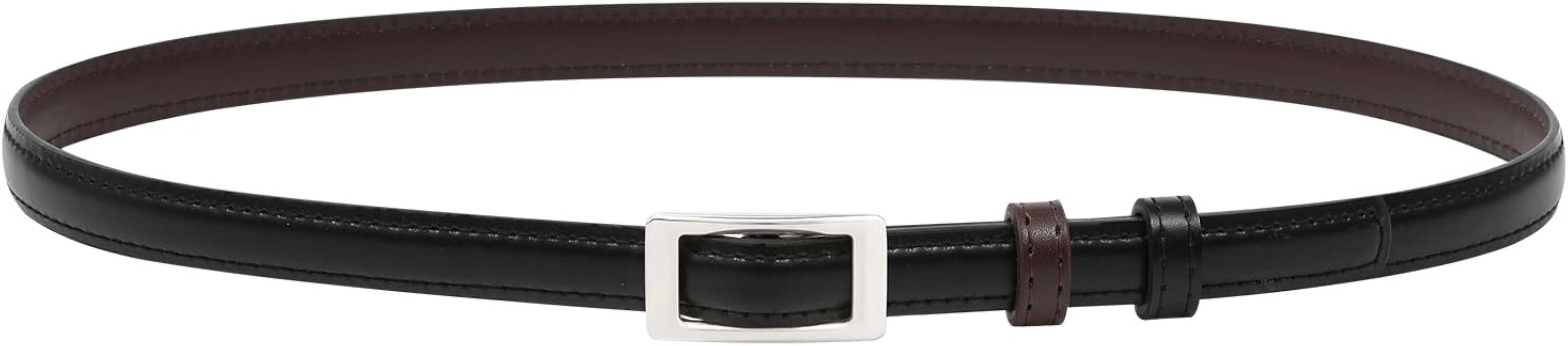 AWAYTR Skinny Reversible Leather Belt - Hole Free Belt for Women Jeans Dress Thin Waist Belt for ... | Amazon (US)