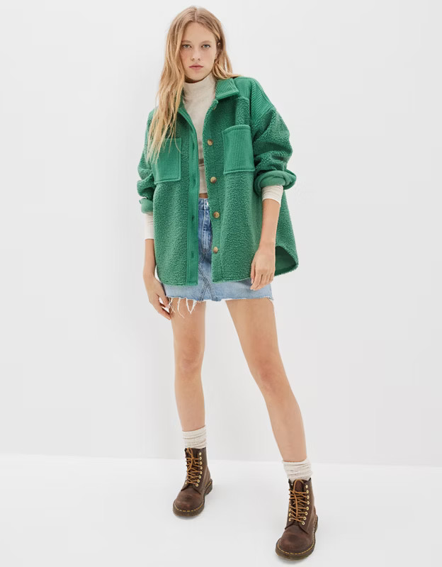 AE Cozy Sherpa Shacket | American Eagle Outfitters (US & CA)