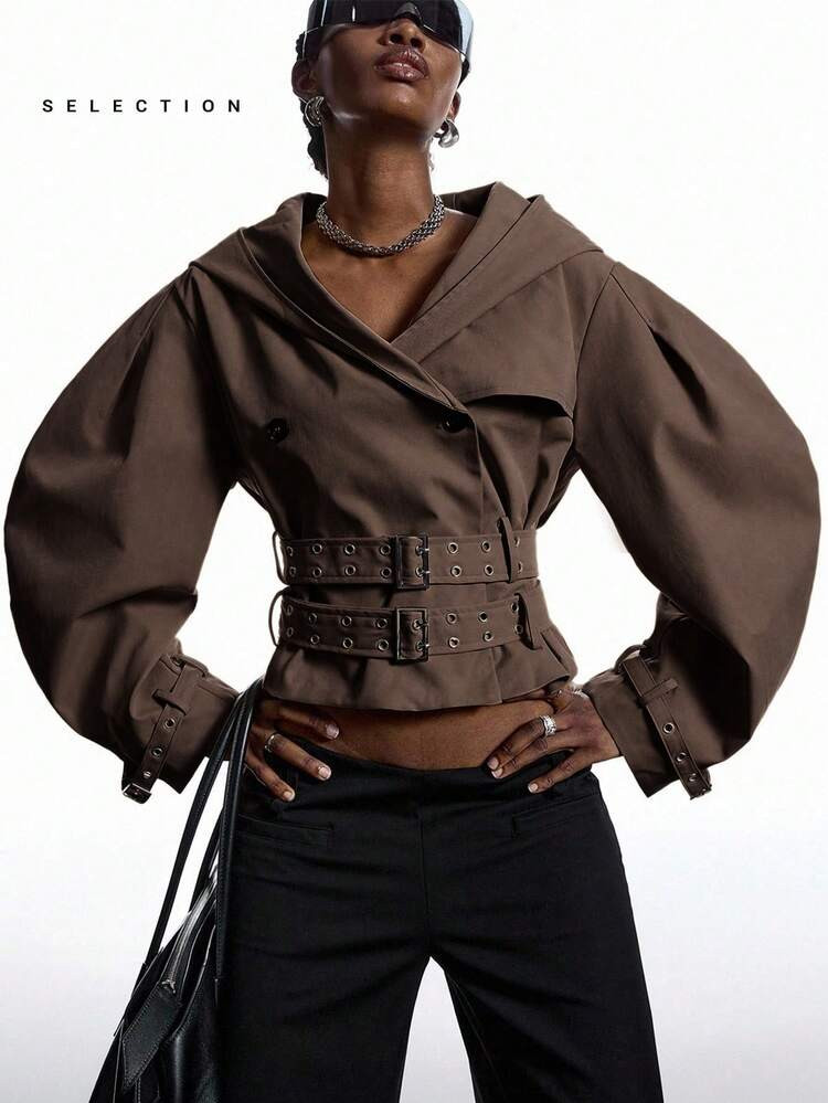 LYSMO 2025 New Minimalist Autumn Women's Coffee Brown Oversized Design Super Large Hooded Long Sl... | SHEIN