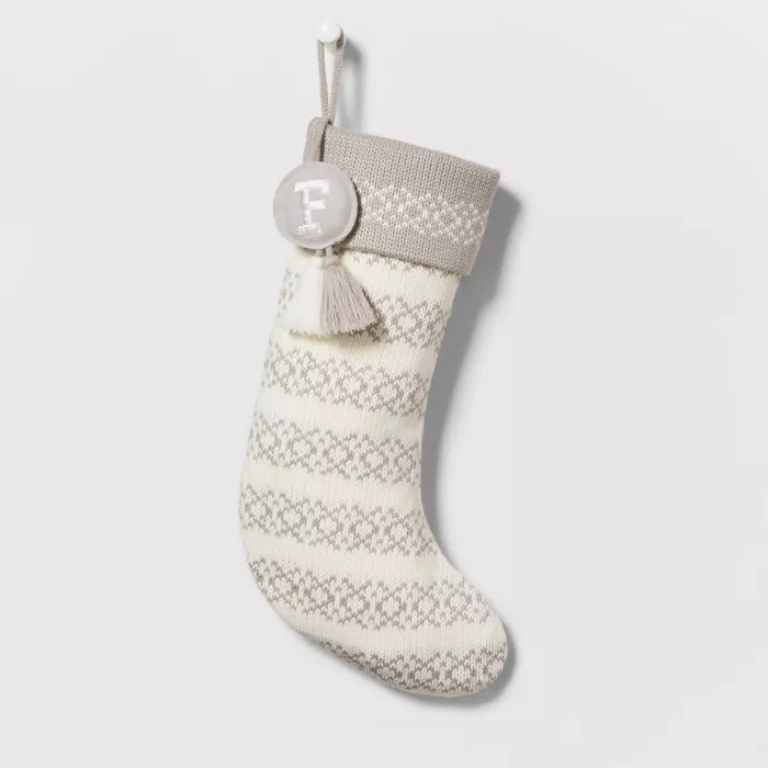 Knit Fair Isle Monogram Christmas Stocking  Neutral - Wondershop™ | Target