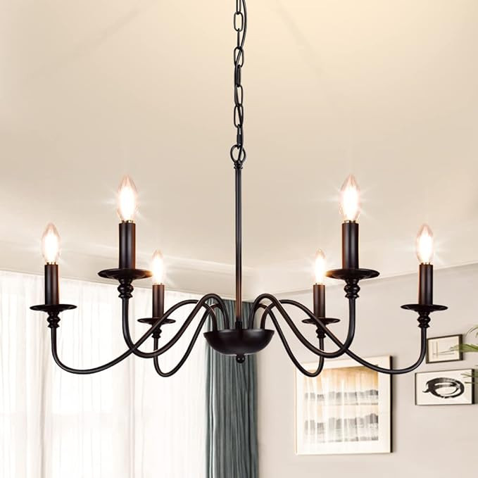 Depuley Black Farmhouse Chandeliers, 6-Light Industrial Iron Chandeliers Lighting, Classic Candle... | Amazon (US)