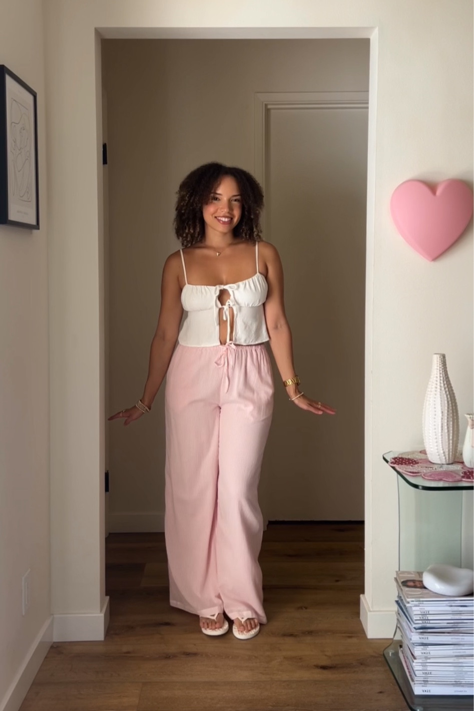 Casual summer outfit 🤍 
Paired this versatile white summer tie top with super soft pink cotton pants.
soft cotton and linen pieces that come with a discount code! “Holidaze” for 20% off full price items ✨ 

#LTKSeasonal #LTKFindsUnder50 #LTKStyleTip