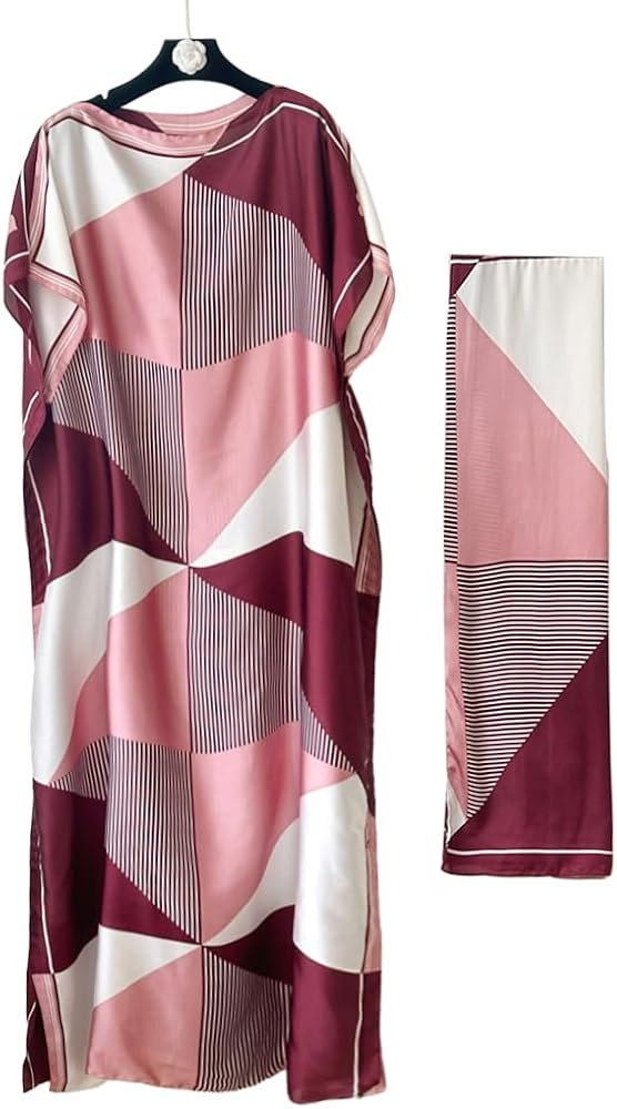 Kaftan Dresses+Scarf for Women Plus Size Bathing Suit Cover up Caftan Maxi Beach Dresses | Amazon (US)