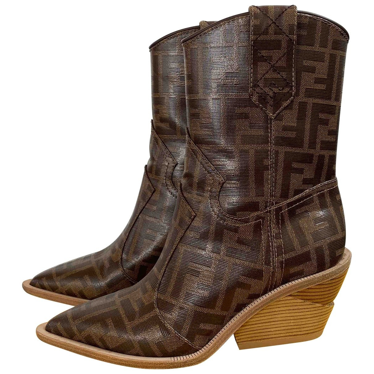 Fendi Cowboy Brown Cloth Ankle boots for Women 35 EU | Vestiaire Collective (Global)