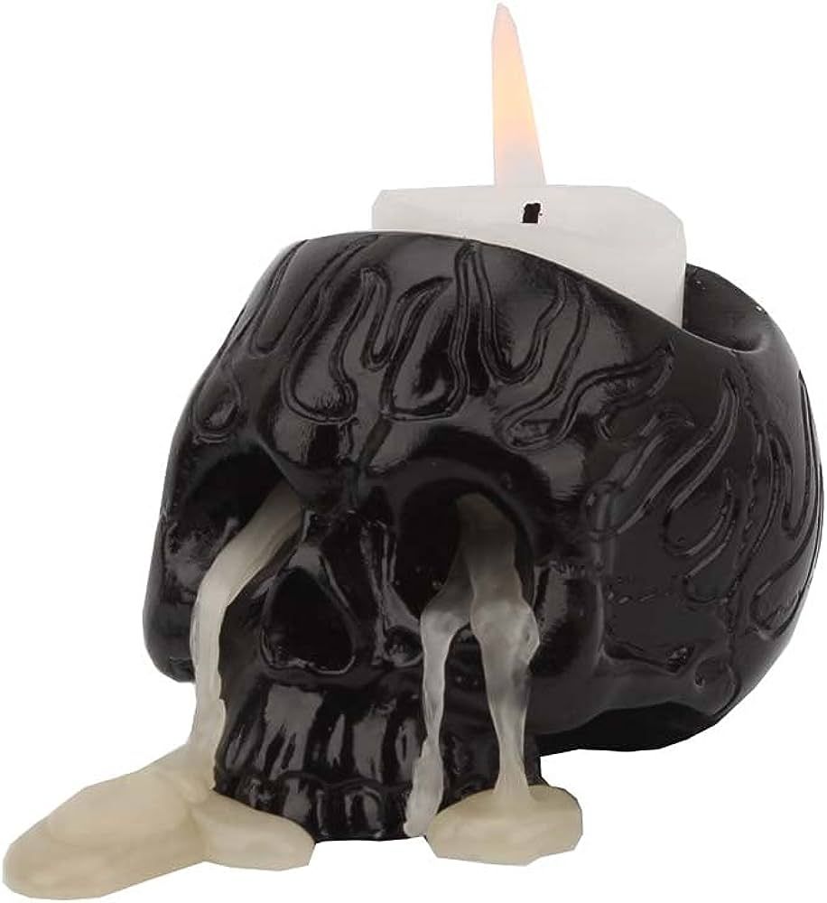 Skull Candle Holder, Gothic Decor Skeleton Skull Candlestick Holder Tealight Cup Resin Candlestic... | Amazon (US)