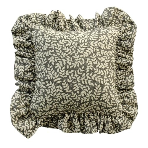 Thomasville At Home Bouvier Black Leaf Ruffled Pillow, (1) Pillow with Filler, Indoor, Cotton | Amazon (US)