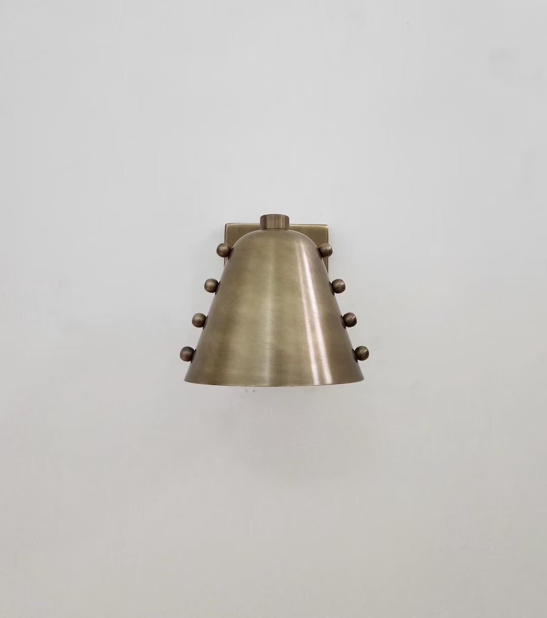 Bold Cone Brass Wall Sconce With Rivet Accents – Handcrafted Mid-century Design - Etsy | Etsy (US)