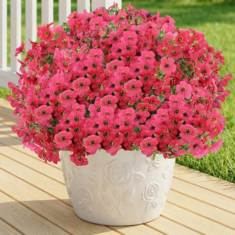 Artificial Flowers Fake Plants for Outdoors Spring Decoration, 13Bundles Silk Realistic UV Resist... | Amazon (US)