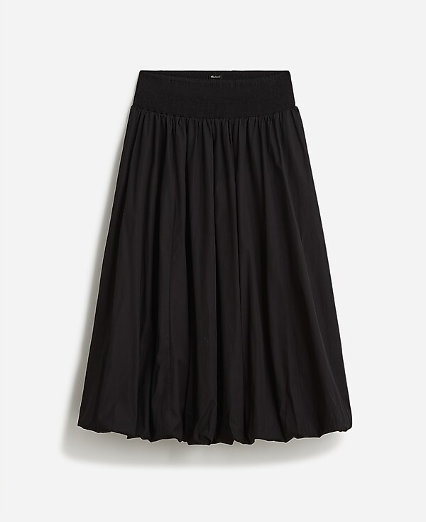 Poplin Smocked Bubble Midi Skirt | Madewell | Madewell