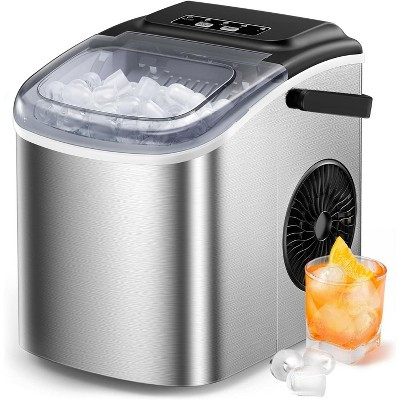 Silonn Stainless Steel Countertop Ice Maker - 9 Cubes in 6 Mins, 26lbs/24Hrs, Self-Cleaning, Includes Scoop & Basket, 2 Bullet Ice Sizes | Target