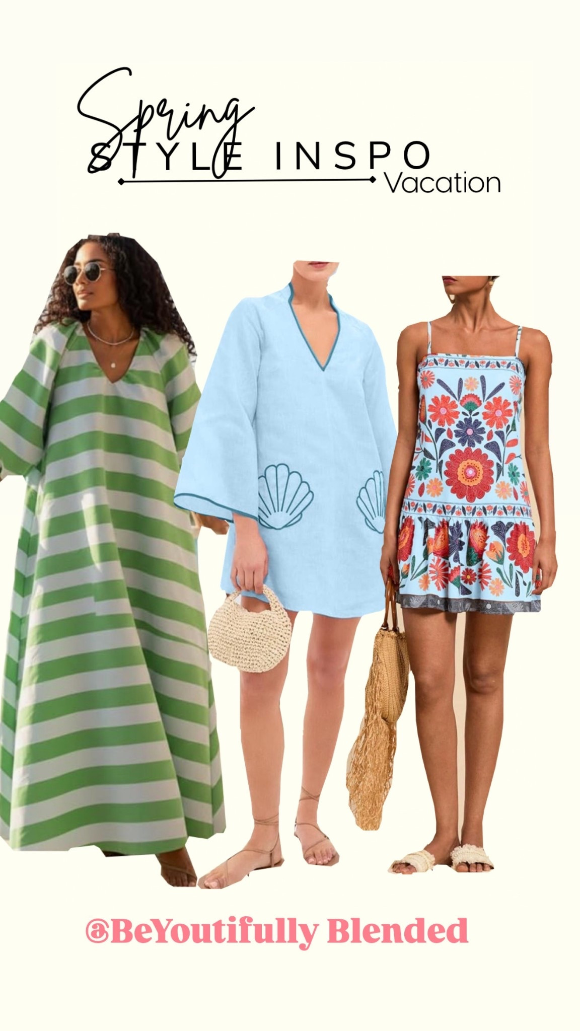 Sun, sand, and the easiest vacation outfits ☀️🌊✨

From breezy beach coverups to flowy maxi moments, these are the pieces I’m reaching for on repeat this season. Lightweight, effortless, and perfect from poolside lounging to dinner by the water 🤍

• The blue shell dress = coastal chic & comfy  
• The green striped maxi = effortless statement + bump-friendly flow  
• The floral tunic = throw-on-and-go with a pop of sunshine 🌼  

If you love looking put together without trying too hard… these are IT 🙌🏼

Shop all my vacation-ready looks here 💚👇🏼  
#LTKSeasonal #LTKTravel #LTKStyle #VacationStyle #BeachyVibes #ResortWe