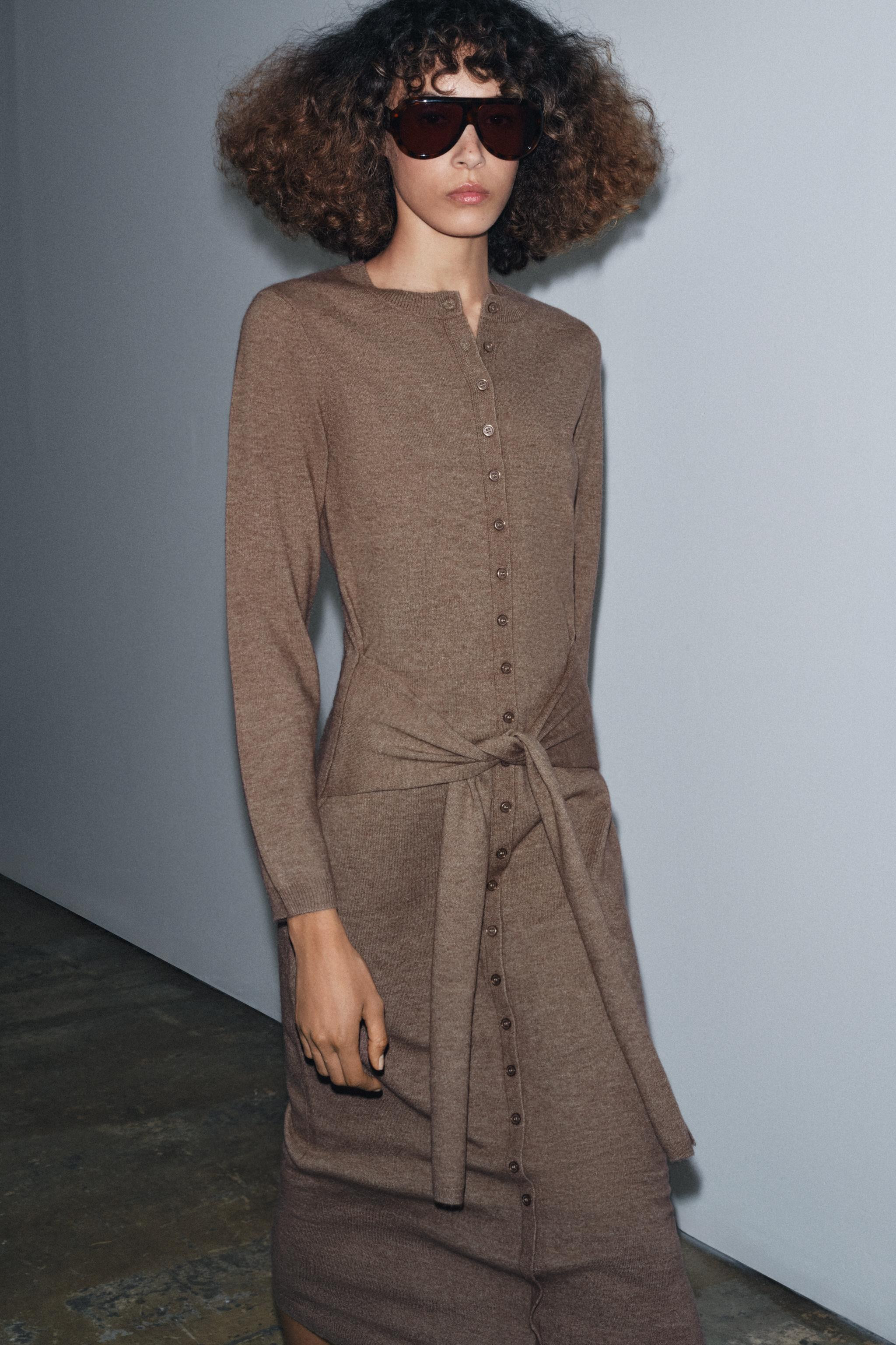 KNIT MIDI DRESS WITH BELT | Zara UK