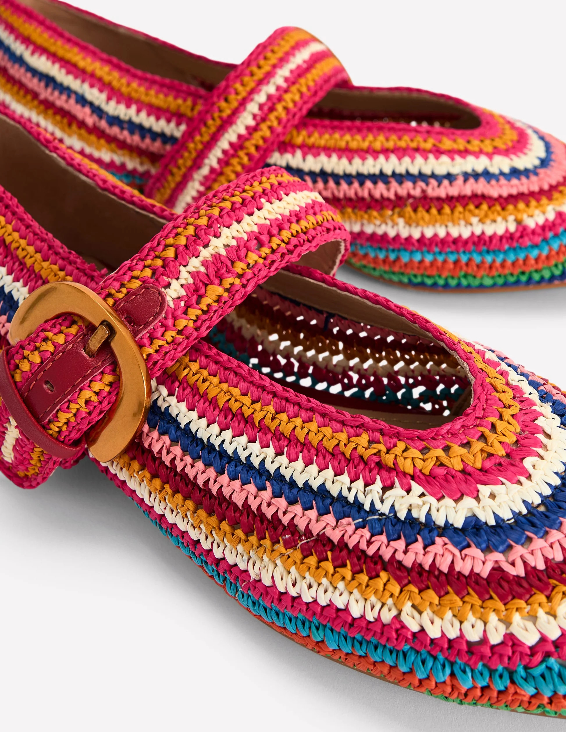 Kylie Flat Buckle Mary Janes-Multi Raffia | Boden (US)