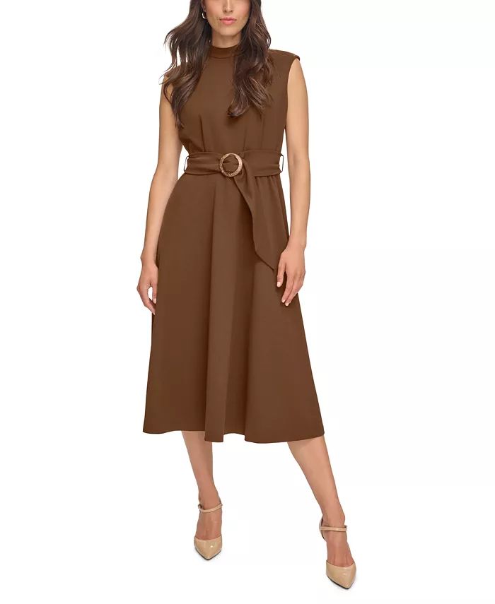 Calvin Klein Women's Belted A-Line Dress - Macy's | Macys (US)