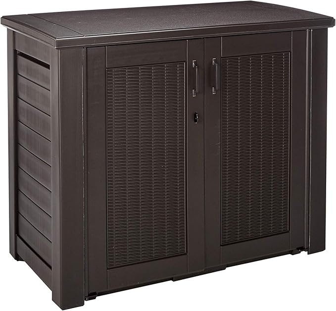 Rubbermaid Decorative Outdoor Storage Cabinet (123 Gal) Weather Resistant Dark Brown Organization... | Amazon (US)