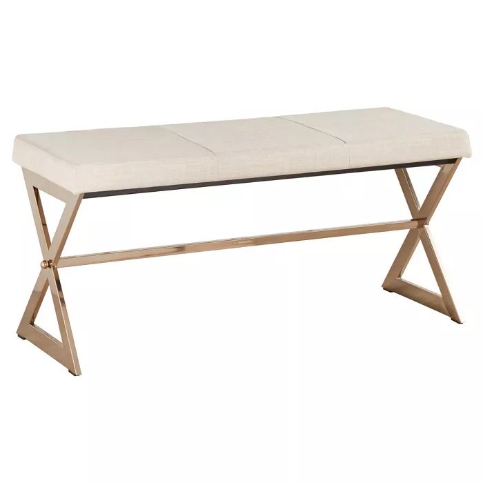 Ornelas Champagne Gold Metal Base Bench - Oatmeal - Inspire Q | Target