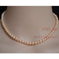 Light Orange Pink Freshwater Pearl Necklace | 5-5.5mm | Etsy (US)