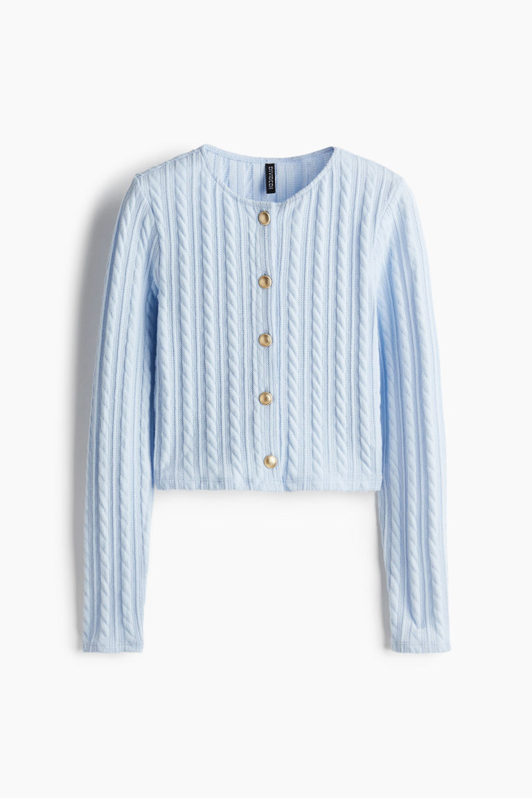 H & M - Cable-Knit-Look Cardigan - Blue | H&M (US + CA)