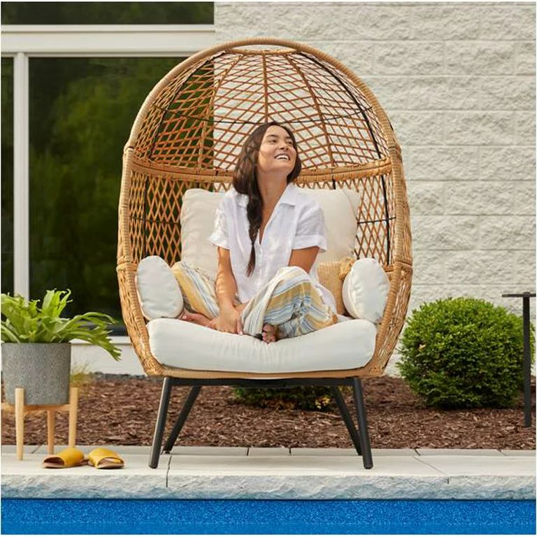 Better Homes and Gardens Ventura Boho Stationary Wicker Egg Chair - Walmart.com | Walmart (US)