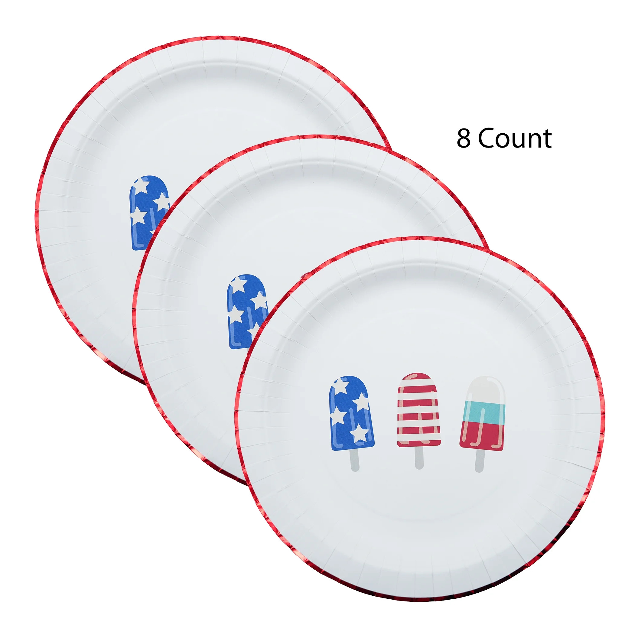 Red/White/Blue Ice Pops Disposable Paper Plates, 12", 8 Count, Patriotic by Way To Celebrate | Walmart (US)