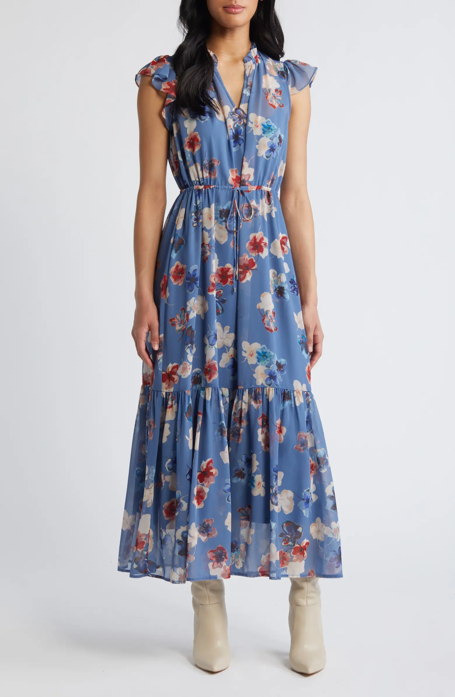 Steve Madden Osiris Floral Cap Sleeve Ruffle Dress | Nordstrom | Nordstrom