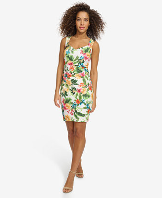 Women's Floral-Print Side-Pleated Sheath Dress | Macy's Canada