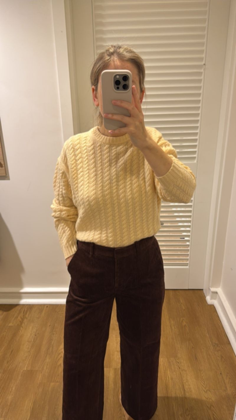 This yellow cable-knit sweater pairs perfectly with brown corduroys for a warm, seasonal look. I’m wearing a size S in the sweater and 4P in the petite corduroys—size down if you’re between sizes. The mix of golden tones makes this the perfect cozy outfit for fall.

#LTKmomlife #LTKHoliday #LTKootd