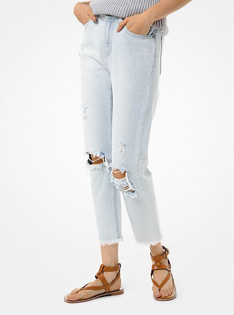 Distressed Denim High-Rise Jeans | Michael Kors US