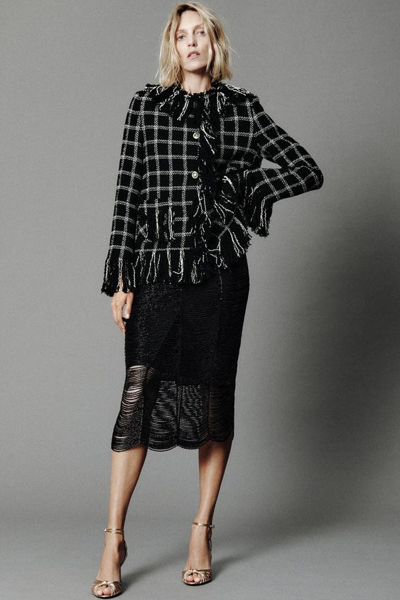 ZW COLLECTION FRINGED PLAID JACKET | Zara US