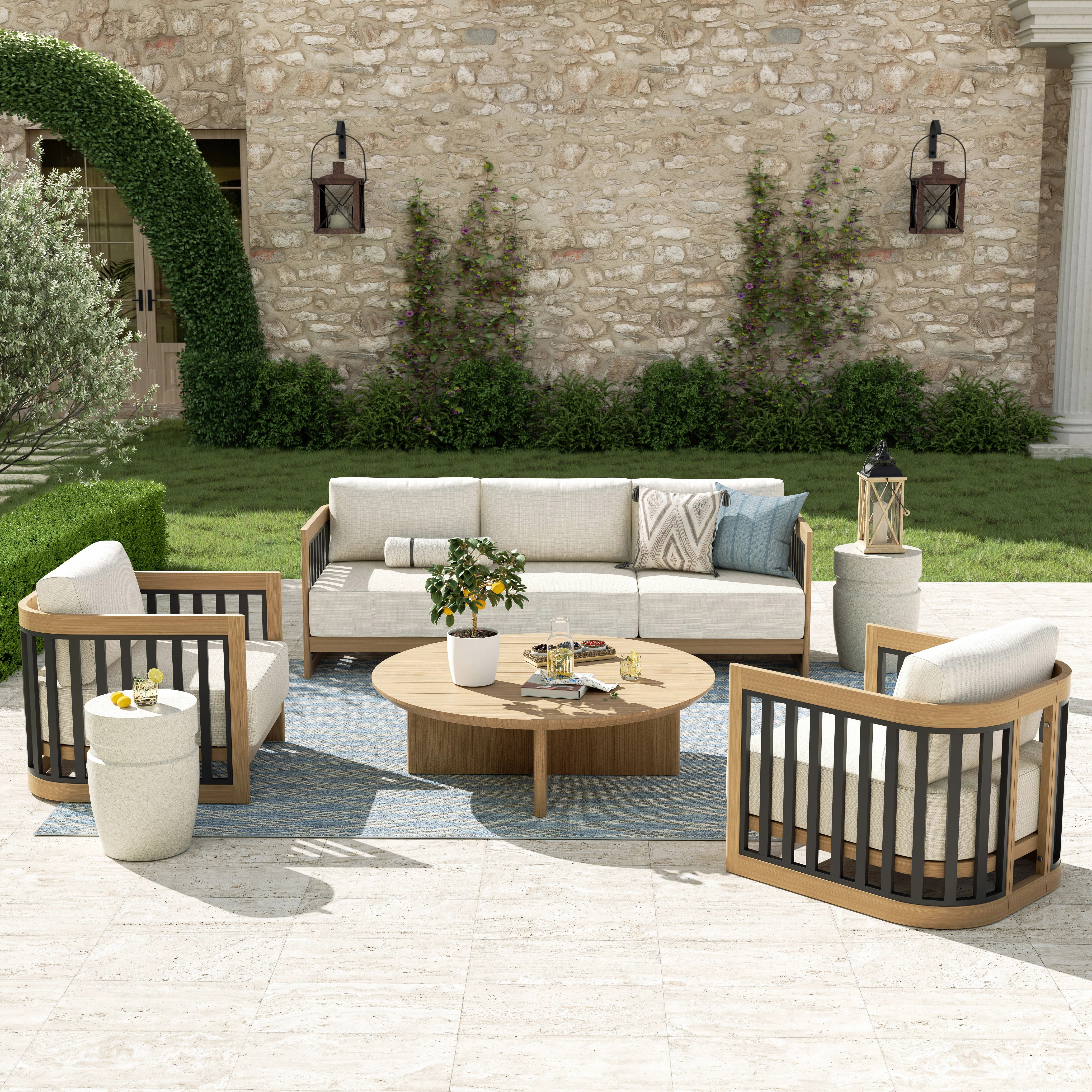 Sereno Patio 5 Person Aluminum Conversation Set With Cushions | Wayfair North America