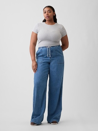Mid Rise Pull-On SuperLight Wide-Leg Jeans | Gap Factory