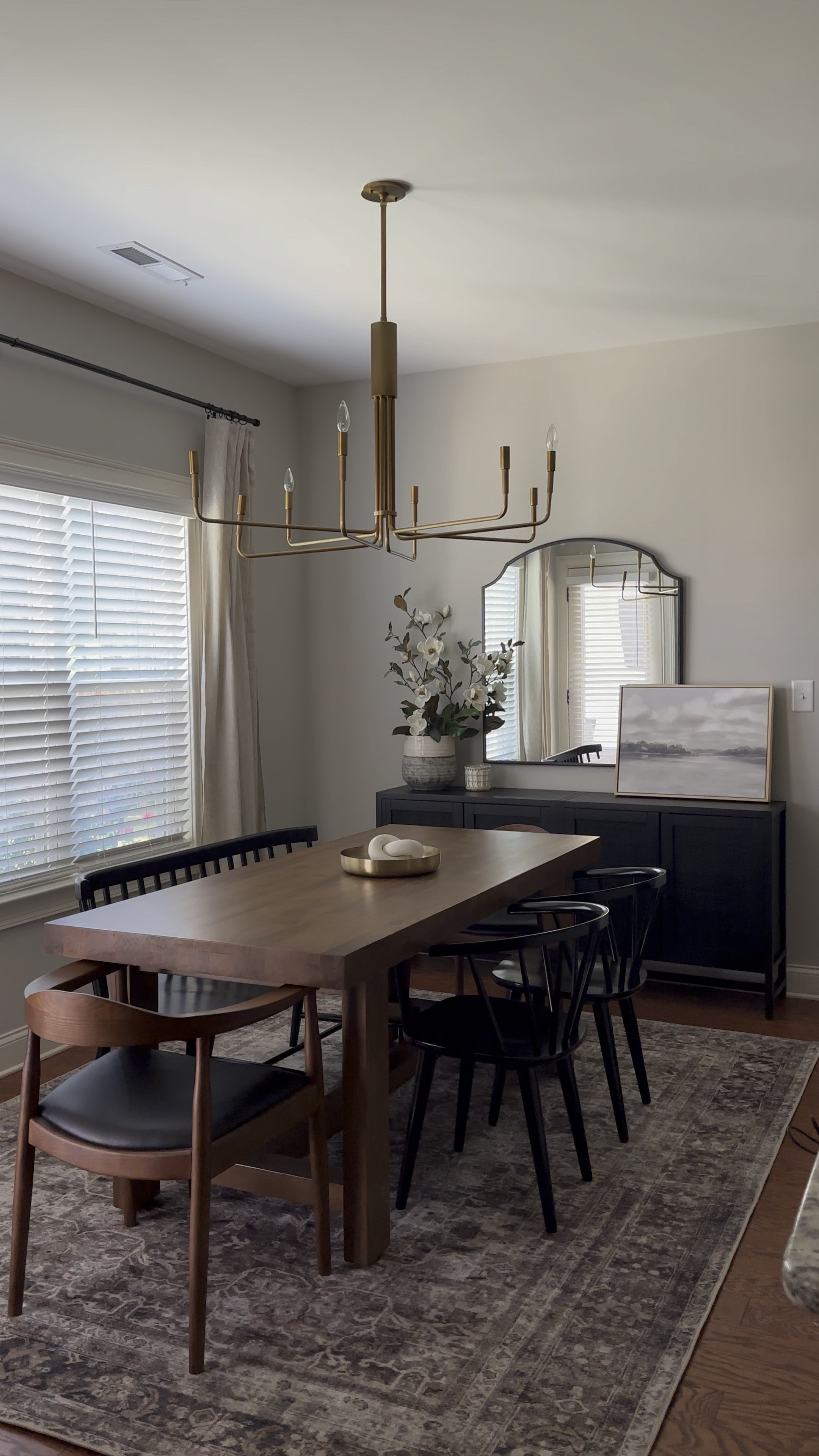 3️⃣ tips to elevate any room:
- ditch the builder grade lighting
- add curtains & a rug
- don’t buy a set of furniture, instead you should mix & match
•
This room was designed for a Virtual Design client, who needed help with their dining space! We worked up a couple of design mood boards to paint the picture & created a shopping catalog with all the products she would need to execute the design!
•
From there, our client ordered the products & because she was local, we were able to do the install for her too!
•
Our clients are “OBSESSED” with how it turned out & wow, we are too! A total transformation that will be enjoyed for years to come.

#LTKstyletip #LTKhome #LTKFind