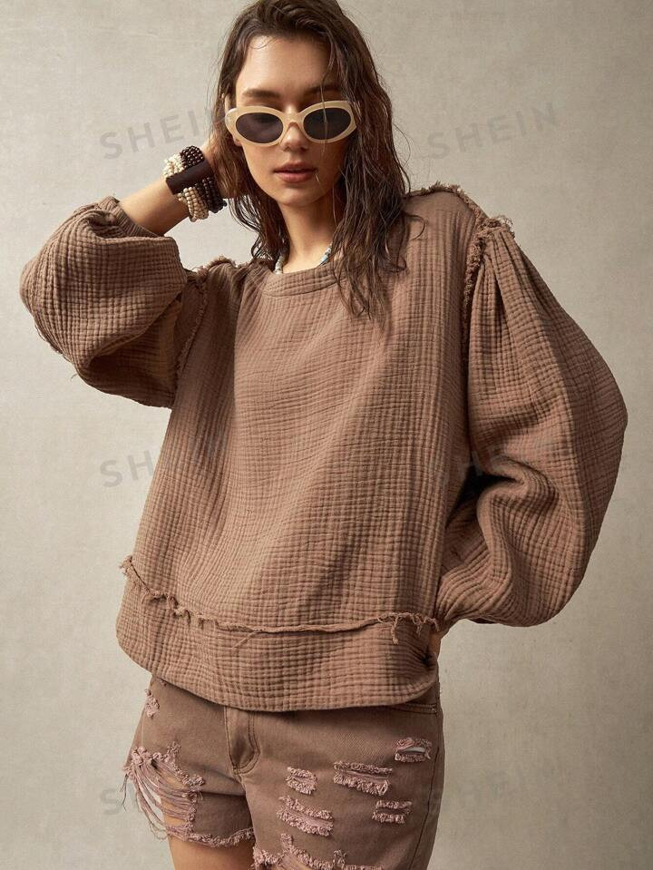 SHEIN BohoFeels Women's Autumn Puff Sleeve Vacation Shirt | SHEIN