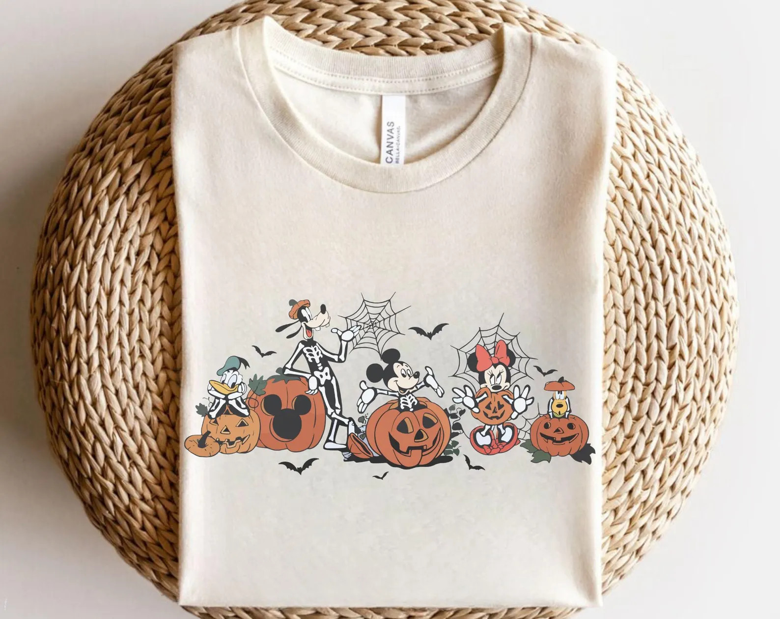 Halloween Disney Mickey & Friends Skeleton Pumpkin Tee, Halloween Spooky Season Top Womens T-shir... | Etsy (US)