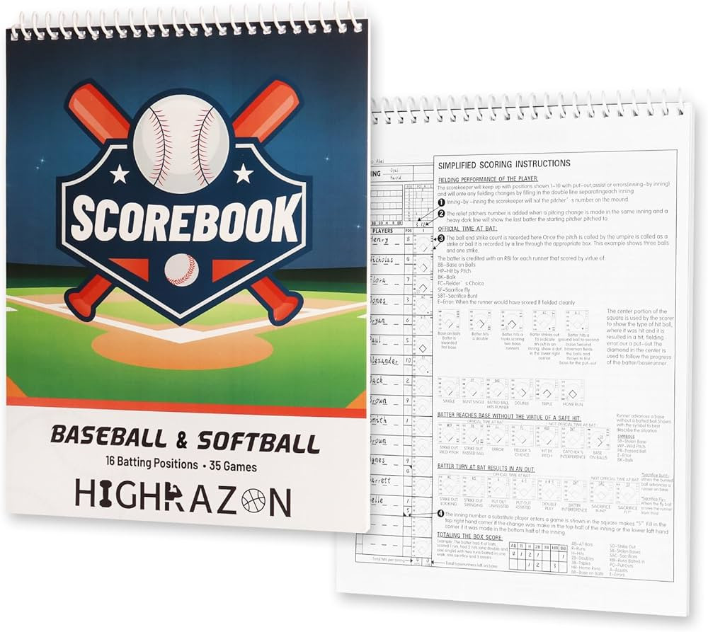 HIGHRAZON Baseball and Softball Scorebook, 35 Games Score Keeping Book for Stats, Baseball Softba... | Amazon (US)