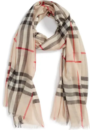 Burberry Giant Check Print Wool & Silk Scarf | Nordstrom | Nordstrom