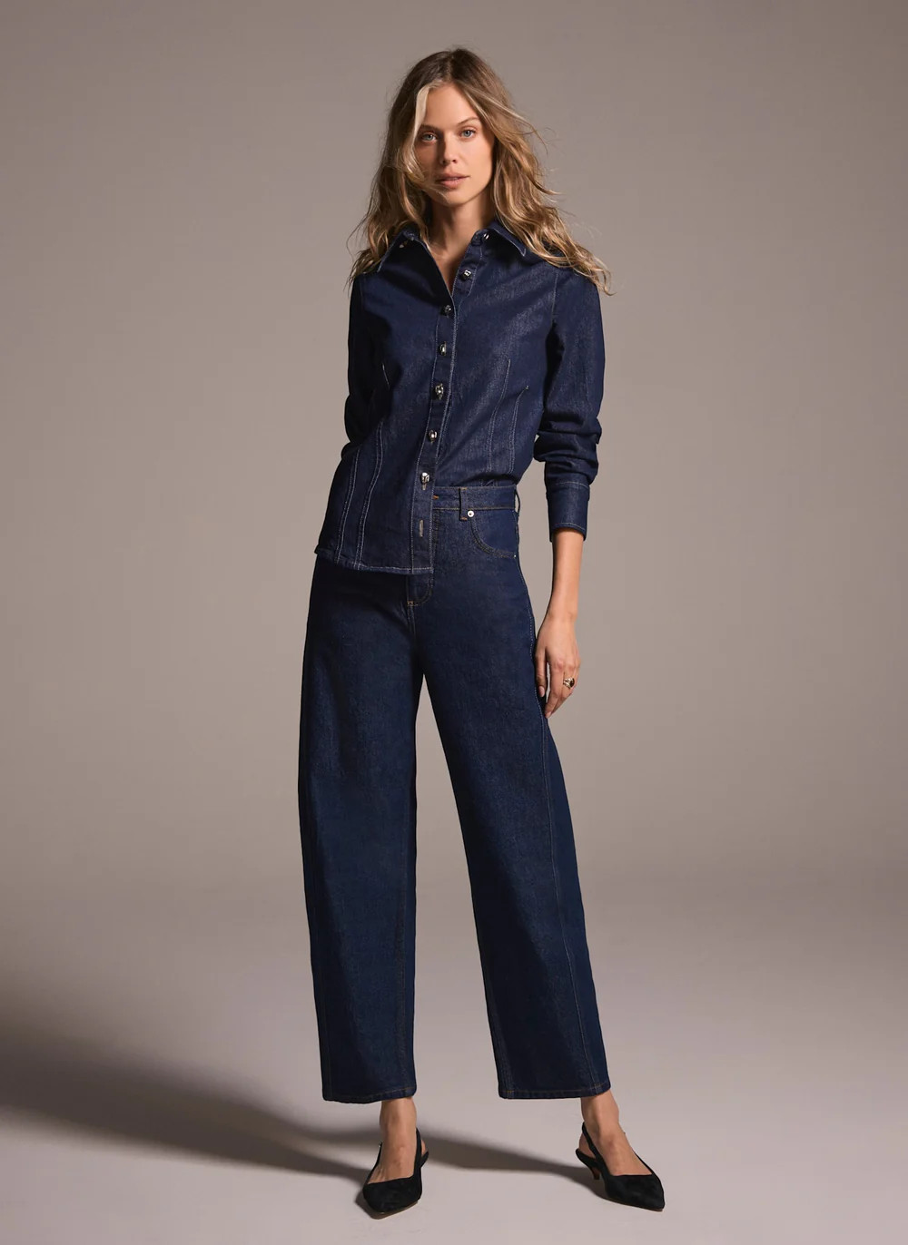 Dark Indigo Barrel Leg Jeans | Mint Velvet