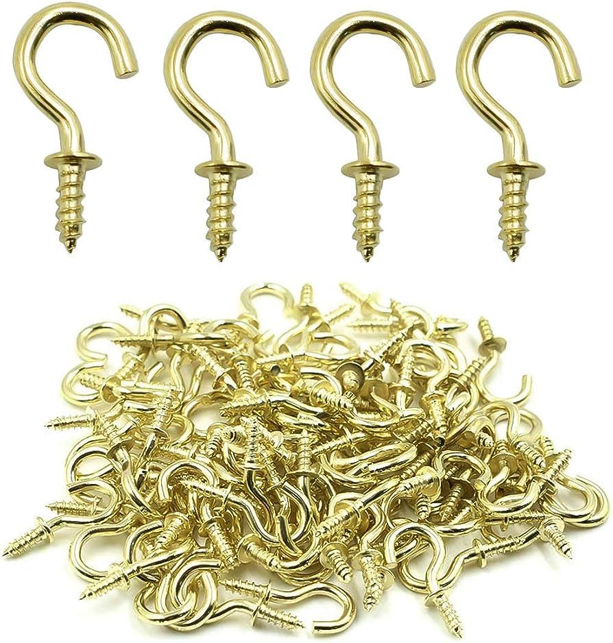 Biaungdo 100 Pcs 1/2" Ceiling Cups Hooks Screw Hooks Ceiling Cup Hooks Self-Tapping Screws Hooks ... | Amazon (US)