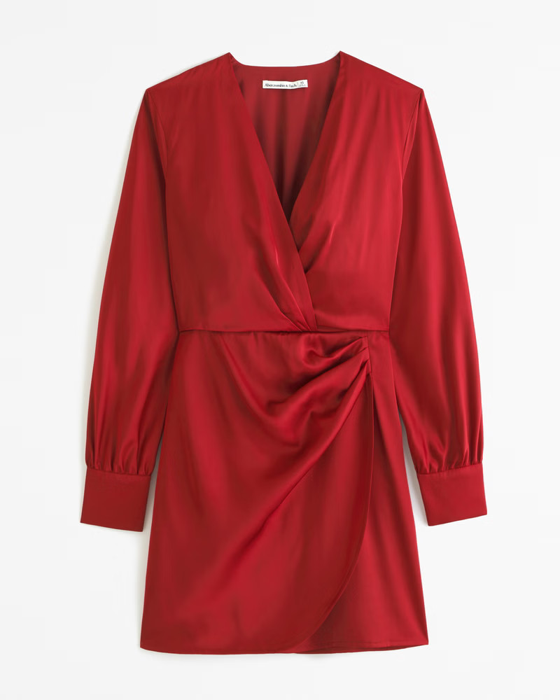 Long-Sleeve Draped Mini Dress | Abercrombie & Fitch (US)