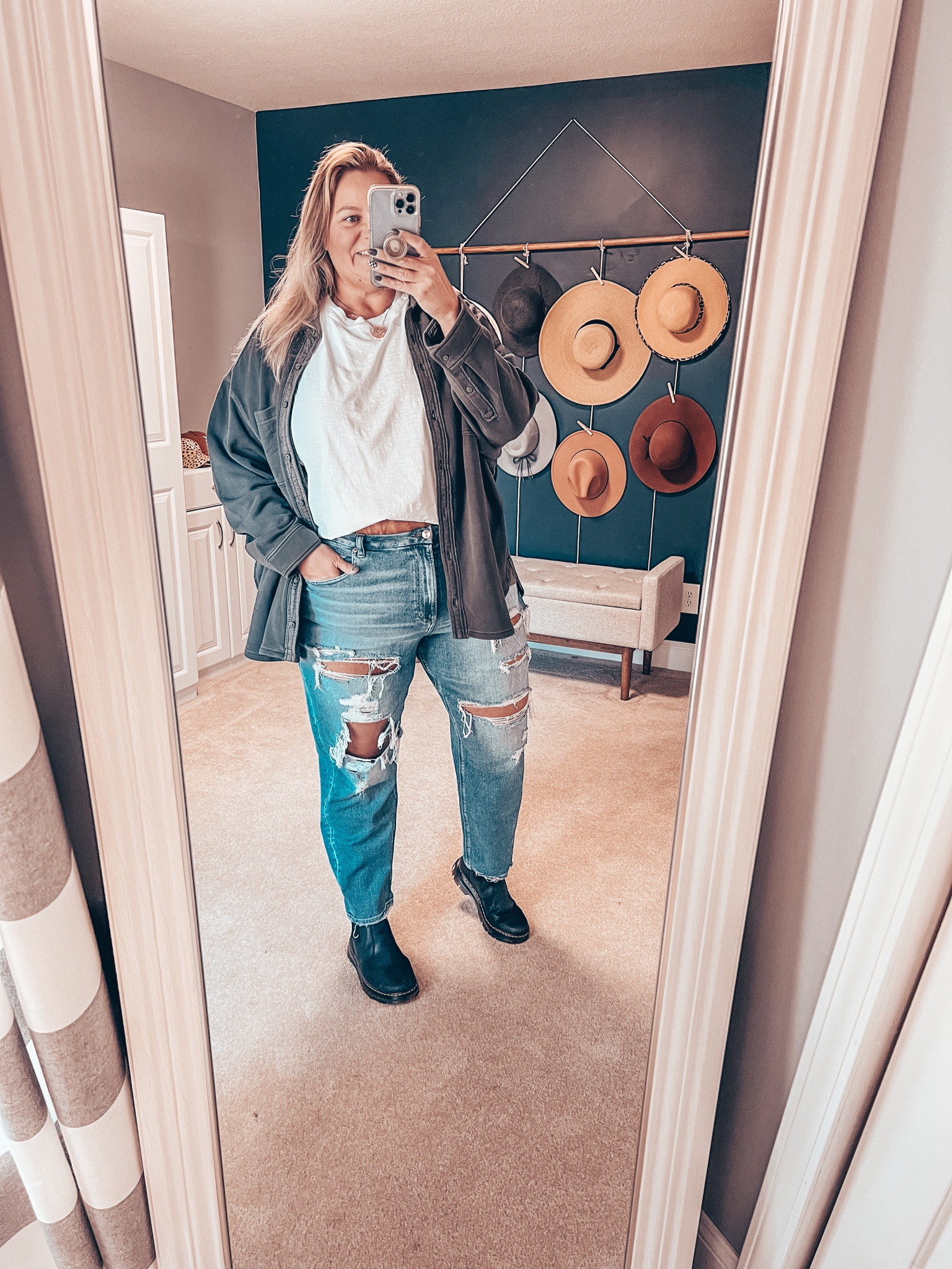 Ripped mom jeans with a basic white tee and fleece shacket styles with comfortable boots. 

Plus size outfit 
Plus size fall outfit 
Plus size jeans outfit 
Mom jeans outfit 
Ripped jeans 
Plus size jeans 

#LTKOver40 #LTKStyleTip #LTKPlusSize